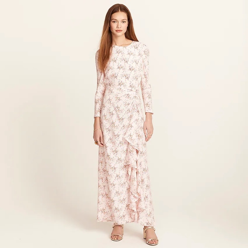 J.Crew Ruffle silk maxi dress in freesia floral BG534
